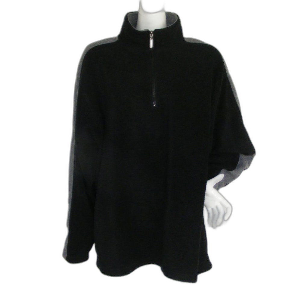FOOT LOCKER Fleece Jacket, 2XL, Pullover, Black, Gray stripe sleeves